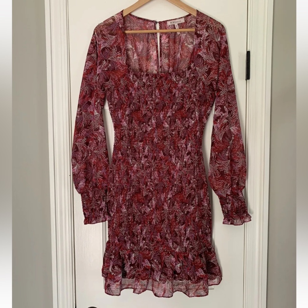 BCBGeneration smocked long sleeve mini dress